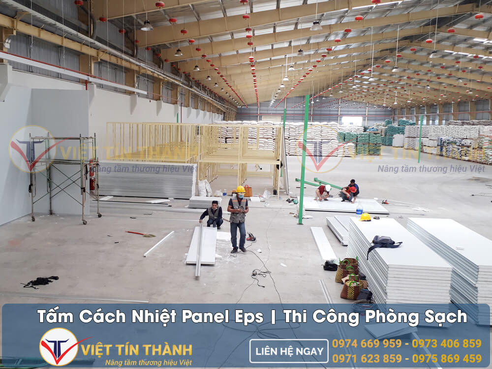 Tấm cách nhiệt panel eps thi công phòng sạch nhanh hiệu quả